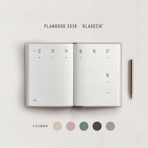 A Planbook 2026 határidőnapló / 'KLASSZIK' elrendezésű